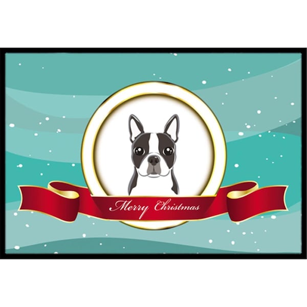Jensendistributionservices Boston Terrier Merry Christmas Indoor & Outdoor Mat, 18 x 27 in. MI2556664 - main